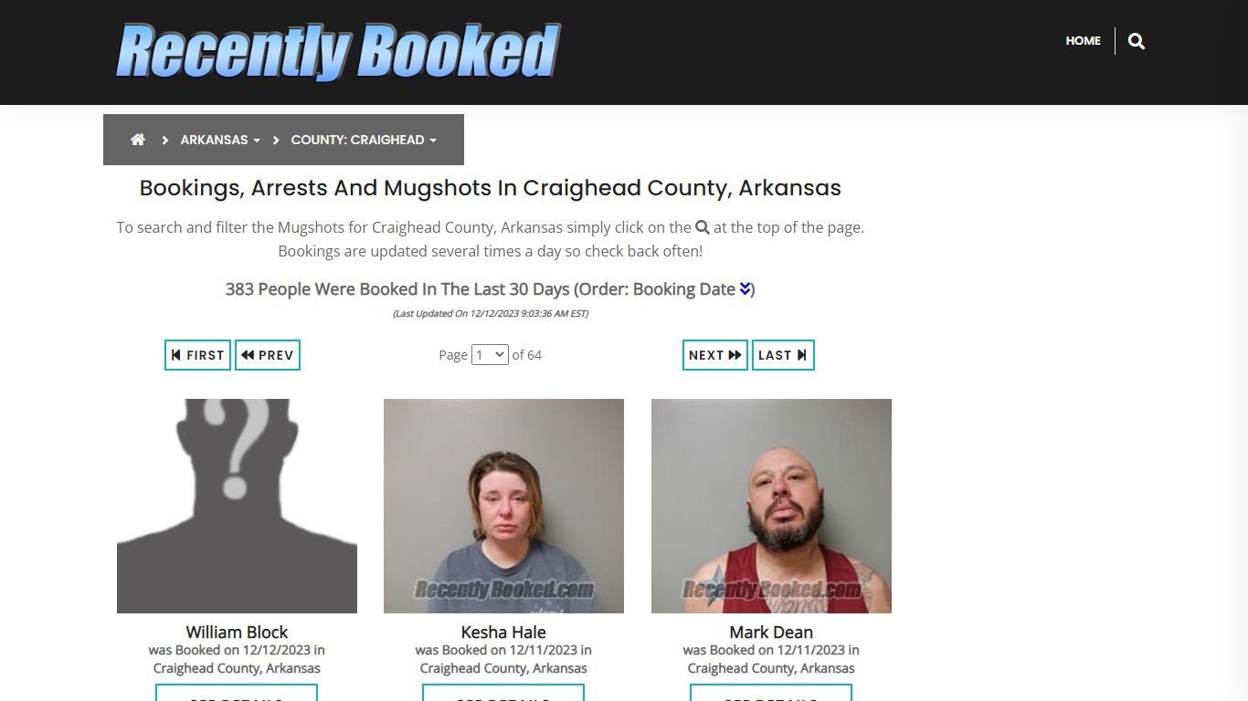 Bookings, Arrests and Mugshots in Craighead County, Arkansas